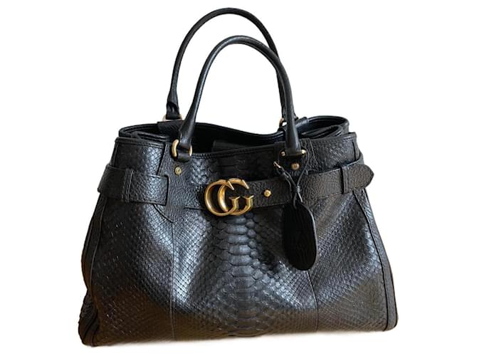 Gucci GG Running Python Tote Black Exotic leather  ref.930084
