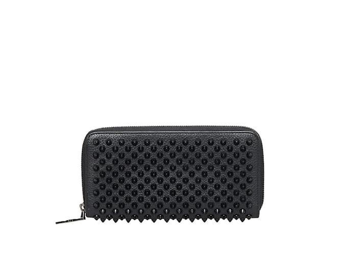 Christian Louboutin Studded Leather Zip Wallet Black  ref.930142