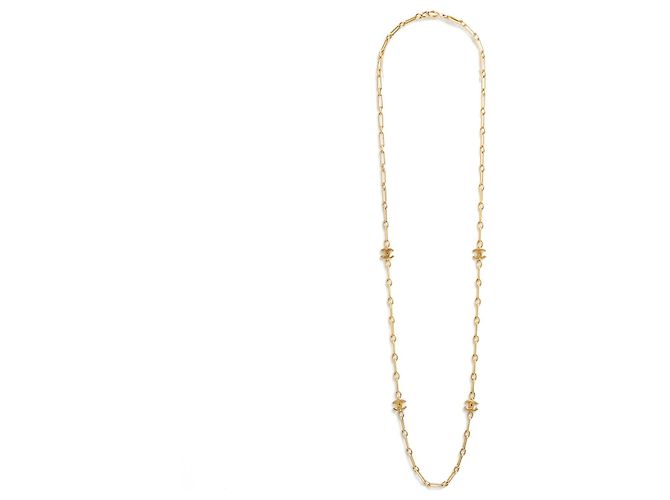 Chanel 1985 Collana lunga CC D'oro Metallo