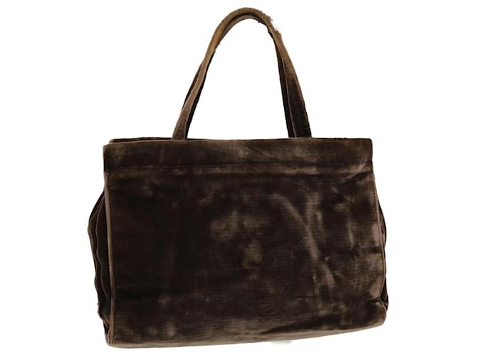 PRADA Hand Bag Velor Brown Auth bs5451  ref.930217