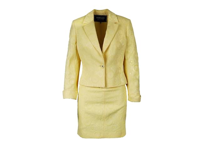Conjunto de chaqueta y falda Jean Couture de Versace Amarillo  ref.930297
