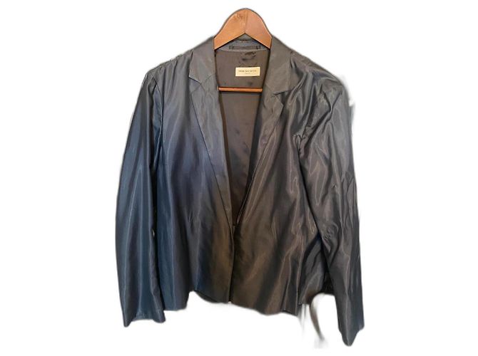 Dries Van Noten Box Jacke Hellblau Baumwolle