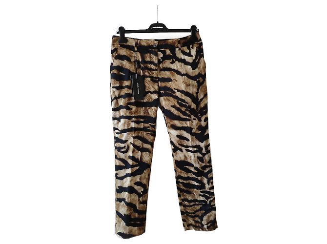 CALÇA DRILL COM ESTAMPA DE ZEBRA DOLCE & GABBANA Multicor