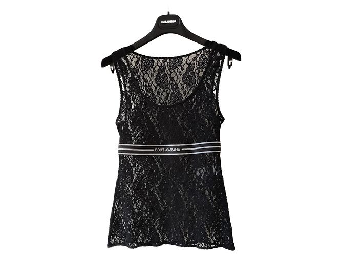 Dolce & Gabbana DOLCE&GABBANA TOP IN JERSEY FLOCCATO CON LOGO DG Nero
