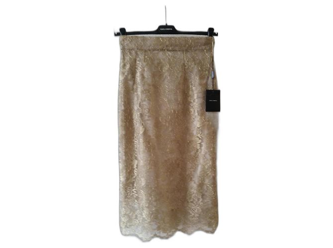 Dolce & Gabbana FALDA LAPIZ DOLCE&GABBANA ENCAJE DORADO