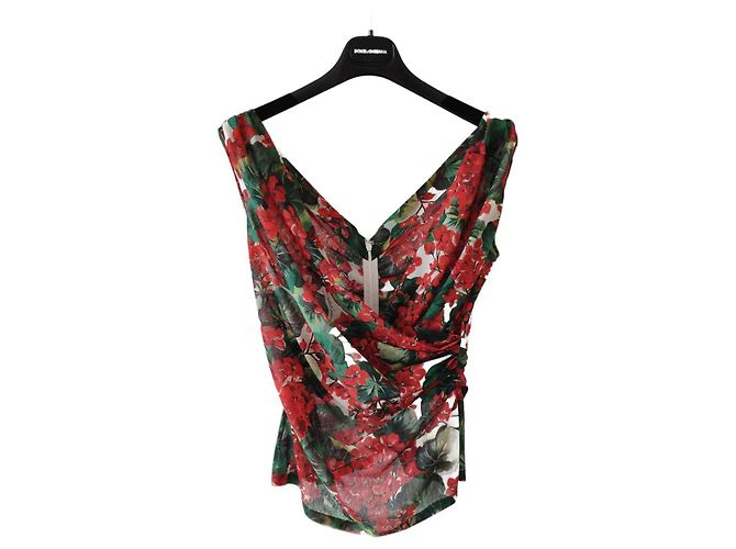 Dolce & Gabbana DOLCE&GABBANA DRAPED  CHIFFON CHARMEUSE TOP Multicolore