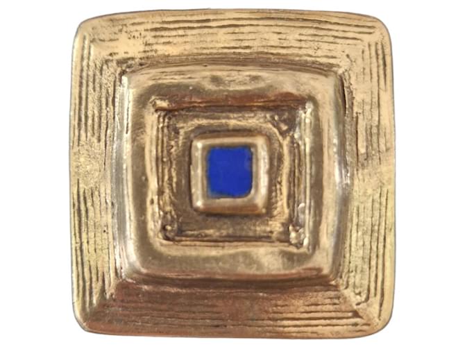 Autre Marque Broche Elisabeth Riveiro em Bronze e Pequena Pedra Azul Dourado  ref.931155