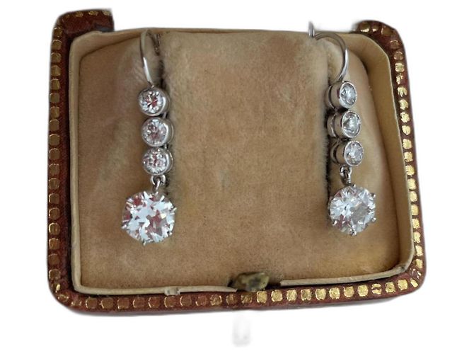 Autre Marque Diamant Ohrringe 18K Weißgold Rosenschliff