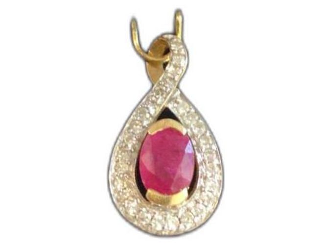 Autre Marque Gold diamond and ruby pendant Golden