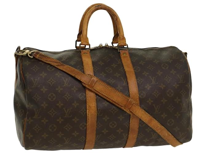 LOUIS VUITTON Monogram Keepall Bandouliere 45 Boston Bag