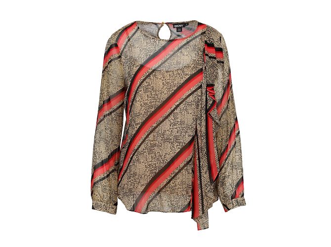 Camicetta stampata DKNY con volant Multicolore