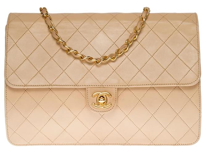 Timeless CHANEL CLASSIQUE FLAP BAG CROSSBODY BAG IN BEIGE QUILTED LEATHER  -1212521277 ref.931271 - Joli Closet