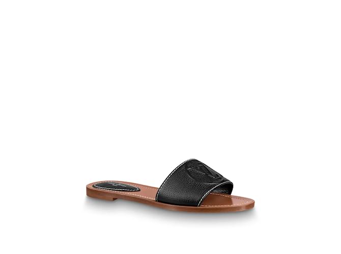 Louis Vuitton Mule low Lock it sandals Brown Black Leather ref