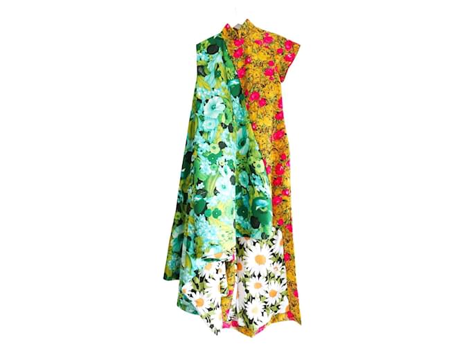 Autre Marque Richard Quinn SS18 Floral Asymmetric Draped Dress Multiple colors Viscose  ref.931426