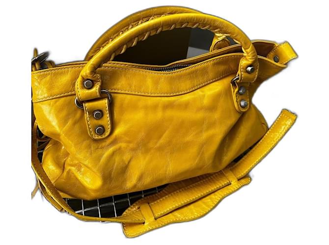 City Balenciaga Handbags Yellow Mustard Leather  ref.931461