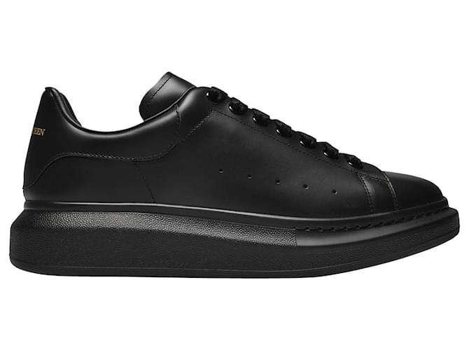 Alexander Mcqueen Oversized Sneakers in Black Leather and Black Heel Pony-style calfskin  ref.931520