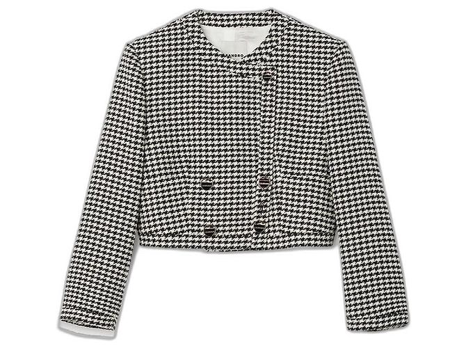 Giacca corta Sandro pied de poule nero e bianco