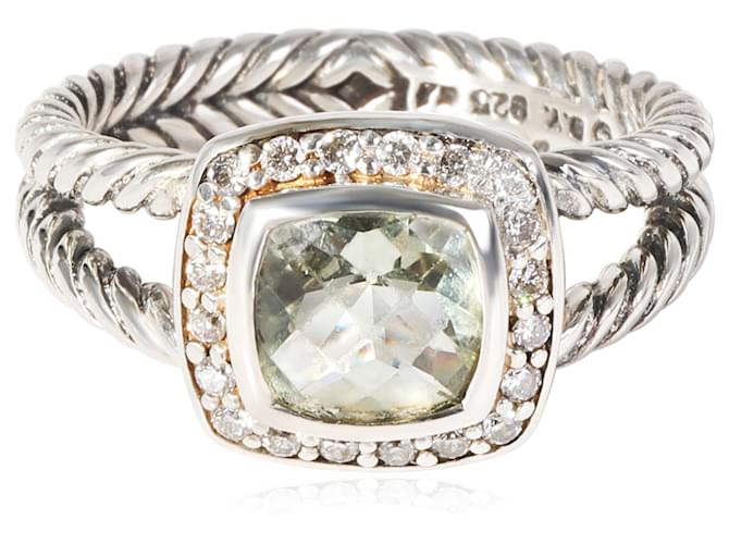 David Yurman Albion Prasiolite Diamond Ring in Sterling Silver