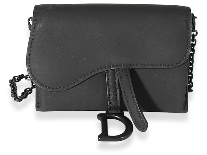 Christian Dior Dior Black Ultra Matte Calfskin Saddle Belt Pouch Leather  ref.932566 - Joli Closet