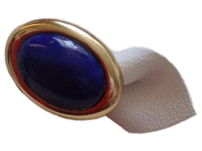 Bague ovale Lanvin Lapis Lazuli plaqué or bleu Doré