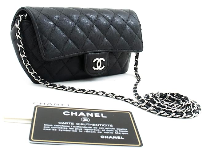 CHANEL Flap Phone Holder With Chain Bag Black Crossbody Clutch