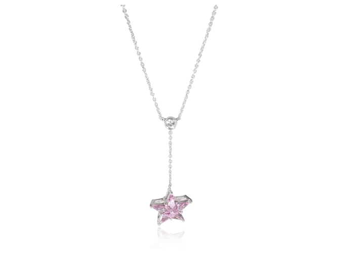 Tiffany Soleste Pendant in Platinum with A Sapphire and Diamonds, Size: 16 in.