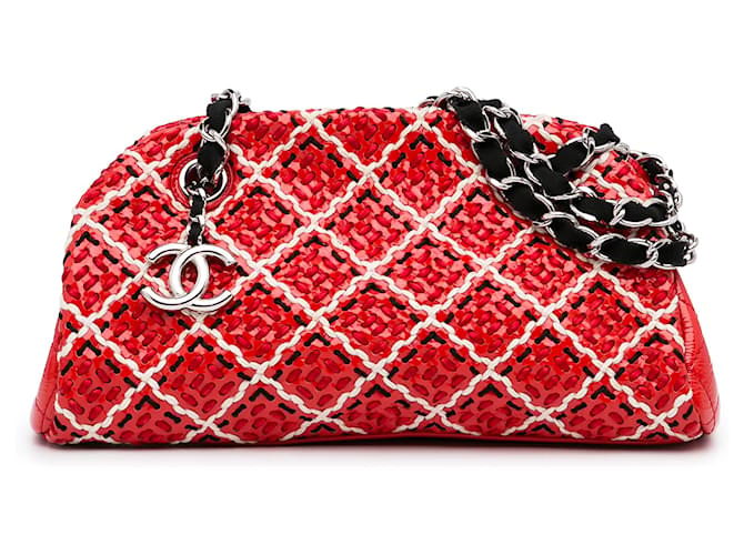 Bolsa de boliche Just Mademoiselle de ponto pequeno Chanel vermelho Couro Couro envernizado  ref.933945