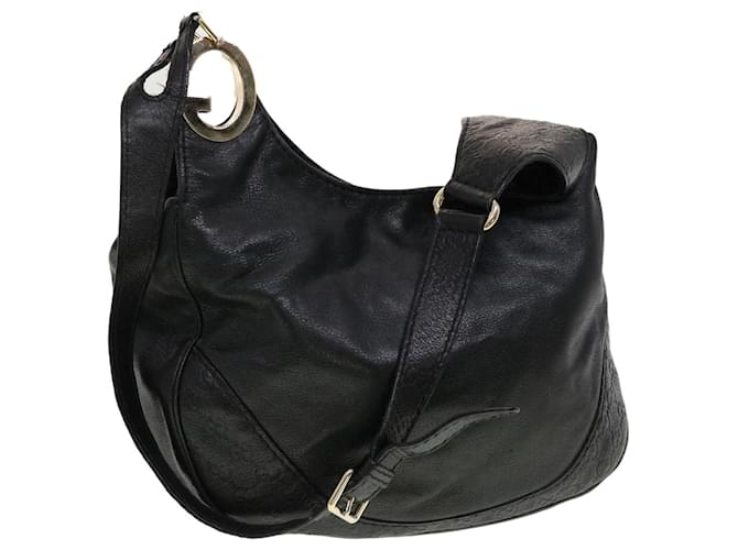 GUCCI GG Canvas Guccissima Shoulder Bag Leather Black 203503 Auth am4377  ref.934073