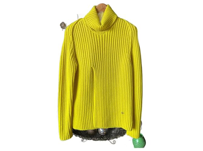 Louis Vuitton Chunky Rib Slit Turtleneck Sweater Yellow" Cashmere  ref.934177