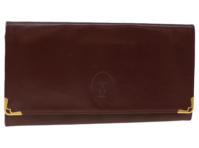 CARTIER Clutch Bag Leather Bordeaux Auth ki2987  ref.934242