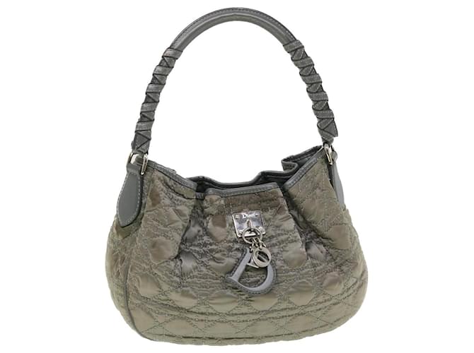 Christian Dior Lady Dior Canage Hand Bag Nylon Gray 07-BO-0036 Auth yk7089b Grey  ref.934246