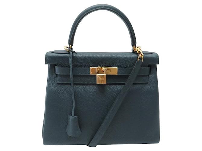 Hermès Splendid Hermes Kelly handbag 32 II reversed in Cypress Green Taurillon  Clémence leather ref.773191 - Joli Closet