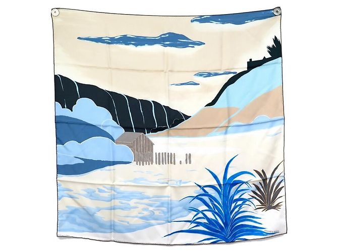 Hermès RARA SCIARPA HERMES ALLA FINE DEL MONDO CARBONNE CARRE 90 Sciarpa seta Multicolore
