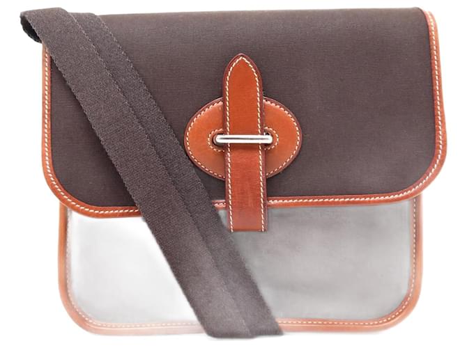 Hermès HERMES BUENAVENTURA PM HANDTASCHE AUS CANVAS-LEDER-BANDOULIERE-MESSENGER-TASCHE Braun  ref.934409