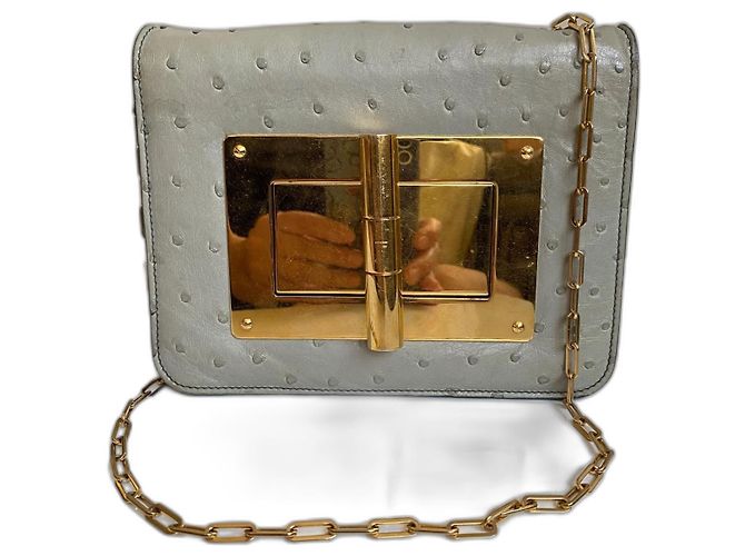 Borsa a Spalla Tom Ford Natalia Pelle di Struzzo Menta