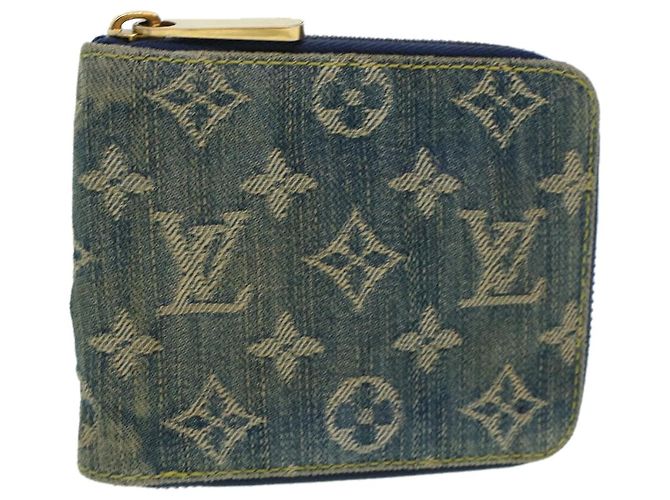 LOUIS VUITTON Monogram Denim Mini Zippy Wallet Portemonnaie Blau M95342 Auth ar9433b