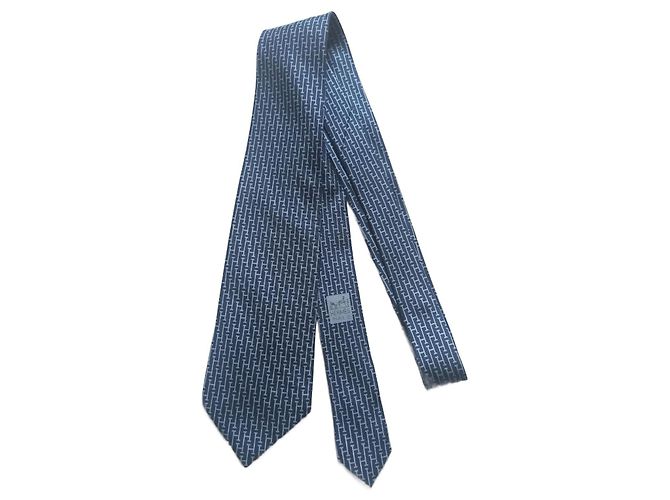 Hermès Cravatte Blu Seta