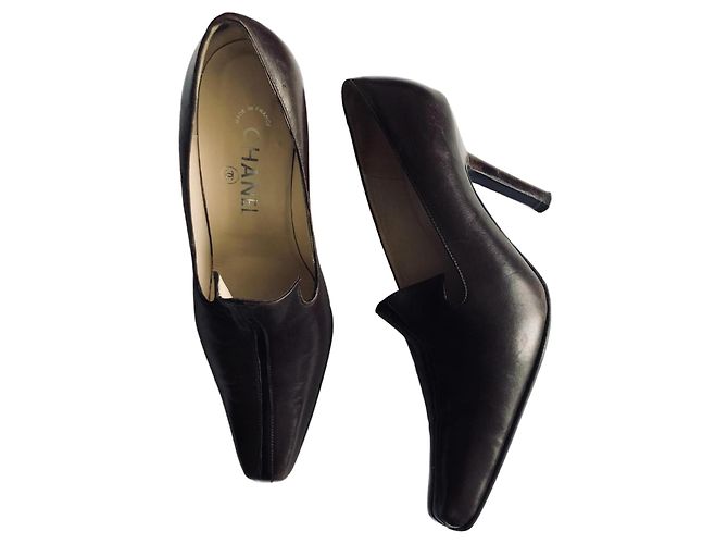 Chanel Dark Brown Loafer Heels