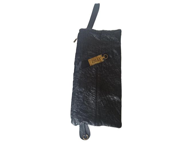 Zilli Clutch Tasche Leder Schwarz