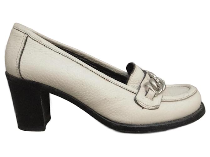 Barbara Bui Barabara Bui p heeled loafers 37,5 White Leather  ref.934628