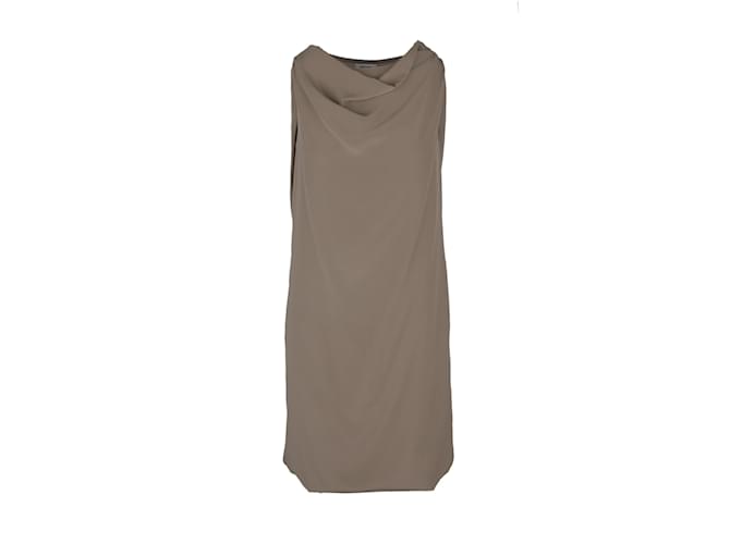 Moschino Draped Shift Dress Brown Silk  ref.934645