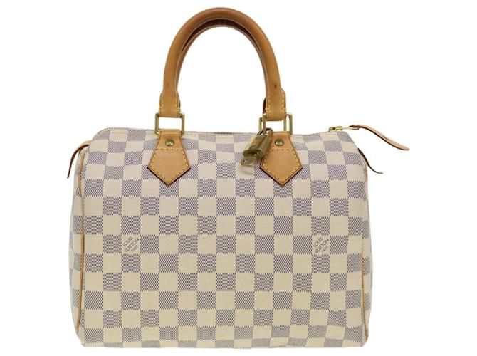 Louis Vuitton Damier Azur Speedy 25 handbag White Leather  ref.934672