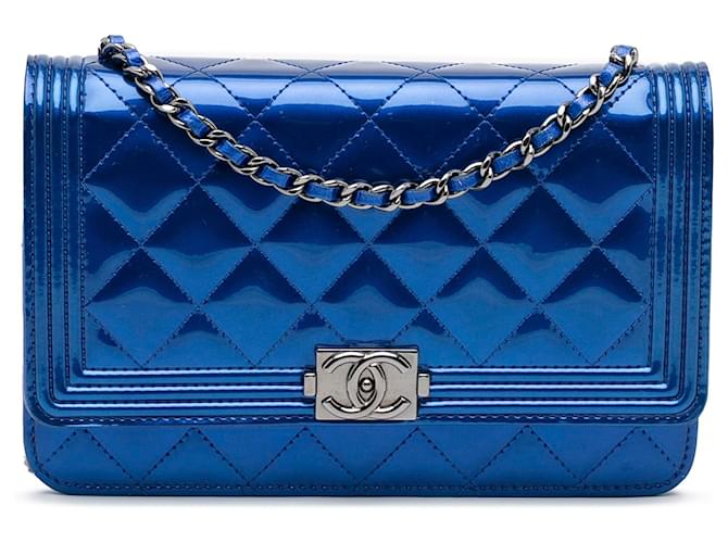 Chanel Blue Boy Wallet on Chain Leather Patent leather ref.935431 - Joli  Closet