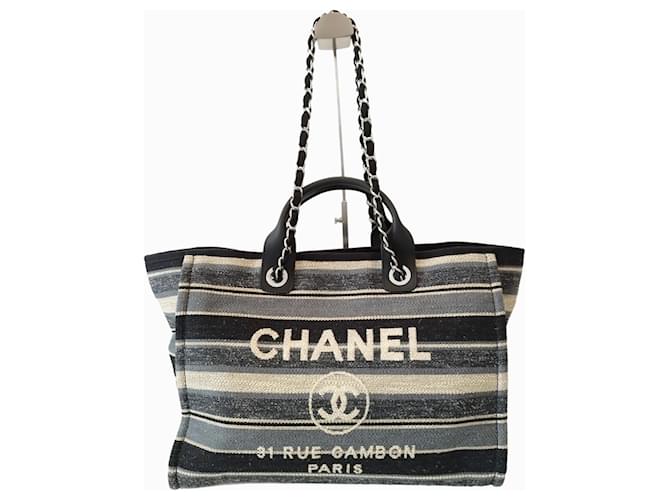 Chanel Navy Blue Tweed Medium Deauville Tote Chanel | The Luxury Closet