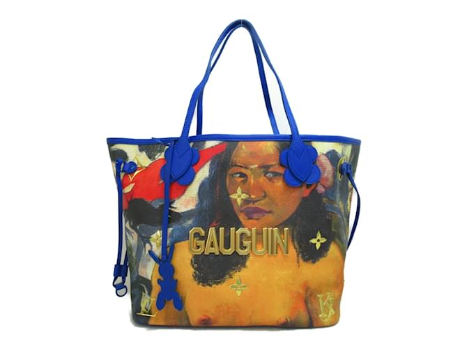 Louis Vuitton Masters Collection Gauguin Neverfull MM mit Beutel Blau Leinwand  ref.935608