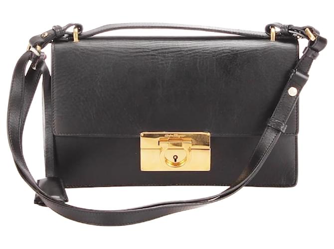 Salvatore Ferragamo Leather Crossbody Bag Black  ref.935651
