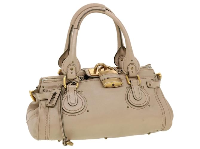 Chloé Chloe Paddington Shoulder Bag Leather Beige 03-10-51-5276