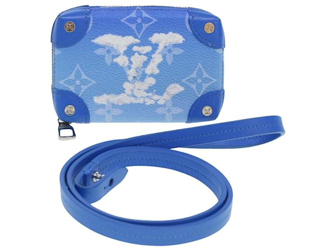 LOUIS VUITTON Monogram Clouds Soft Trunk Halskettenbeutel Blau M45440 Auth 42825BEIM Weiß  ref.935733