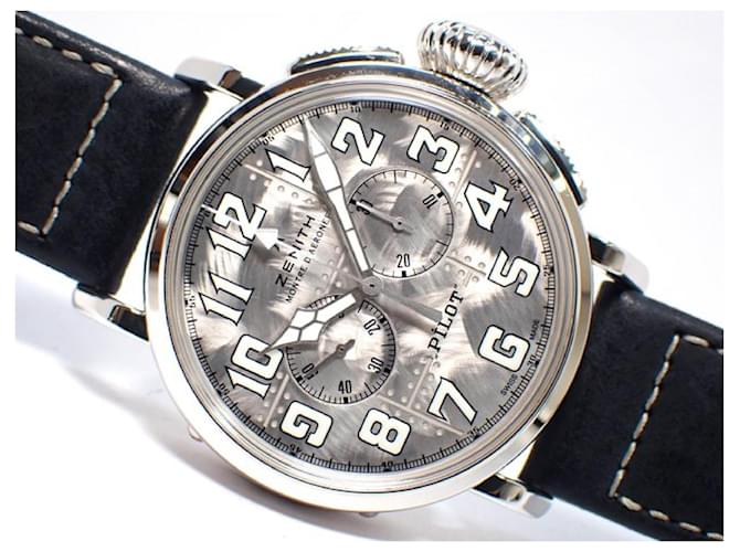 Zénith ZENITH Pilot's Type20 Chronograph silver '21 Genuine goods Mens Black  ref.935801