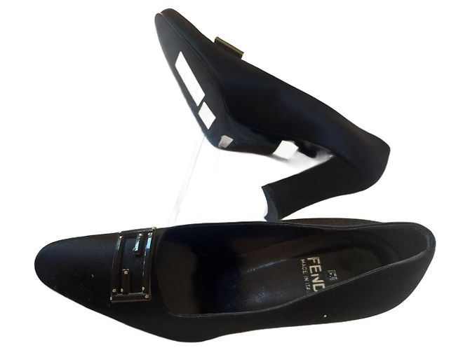 Fendi Black Leather High Heels Size 38